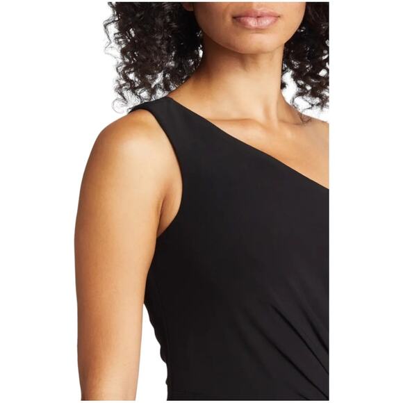 Vince Camuto Black One-Shoulder Pleated Waist Gown 6 NWOT - Picture 8 of 15